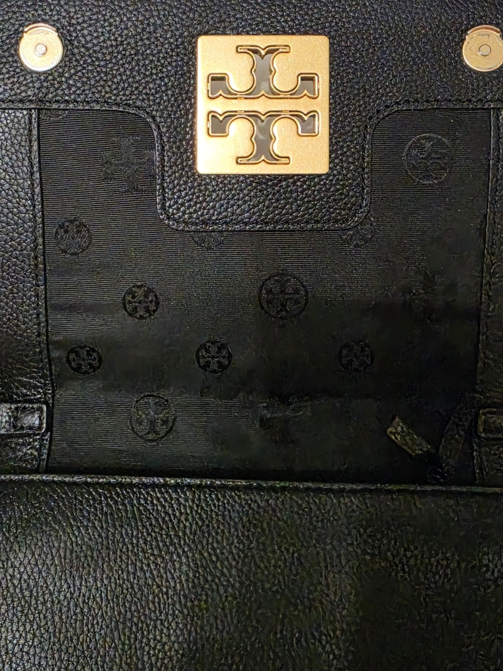 Tory Burch Black Leather Crossbody with Gold Logo Chain - Picture 4 of 11
